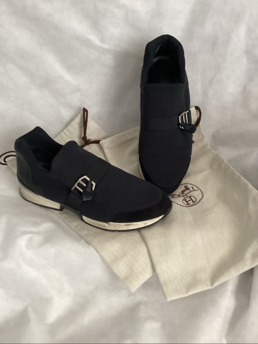 Hermes Black Run Slip-On Sneaker, Size 42 (US 9)